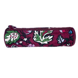 VERA BRADLEY Pencil Pouch Travel Makeup Zipper Bag Floral Quilted 8 x 2.5 inches